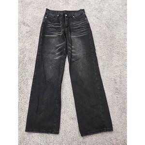 MNML Jeans Mens 30x34 Black Whisker Faded Relaxed Y2k Grunge Streetwear